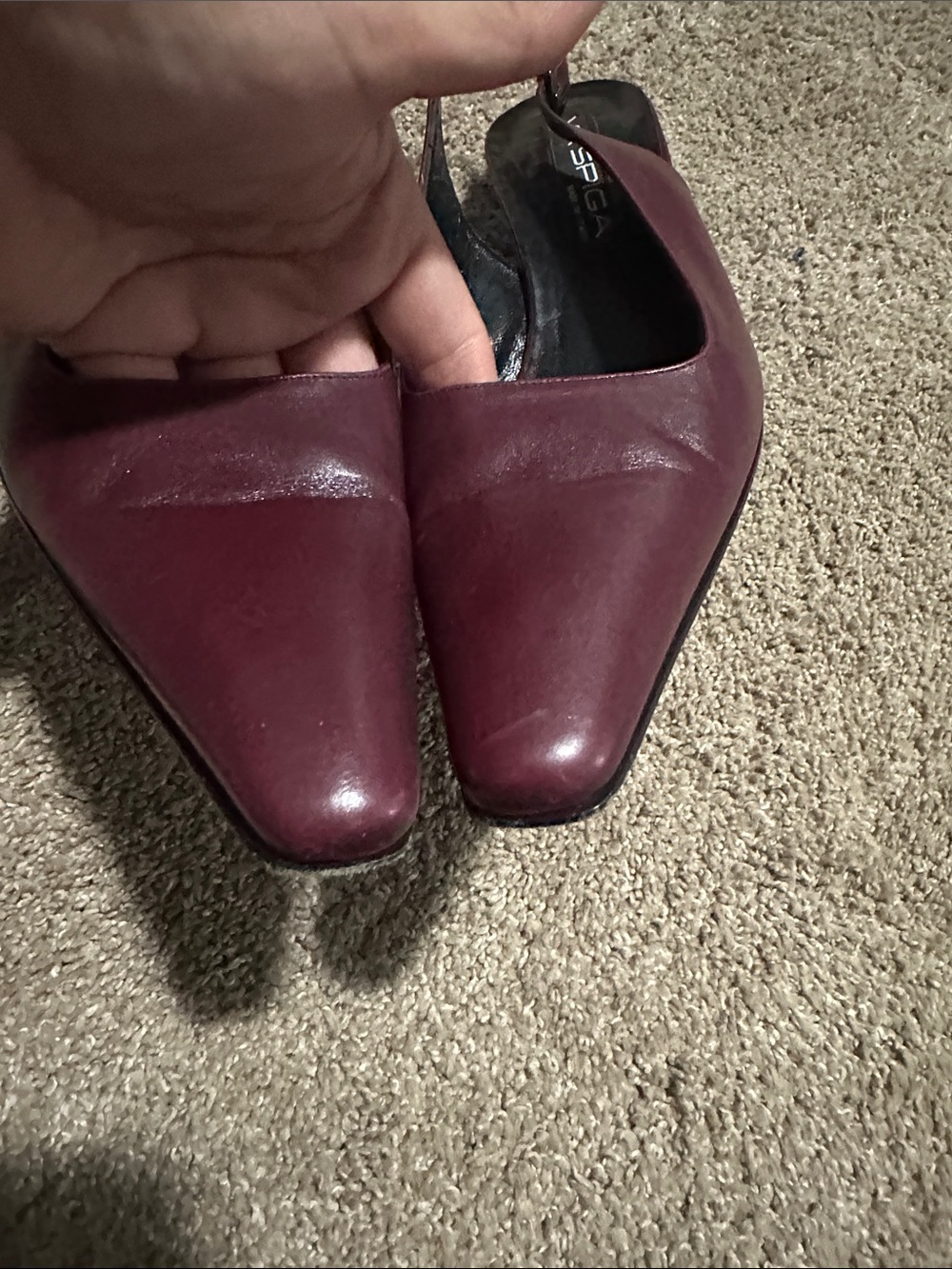 Via Spiga Burgundy Leather Slingback Pumps - Picture 5 of 7